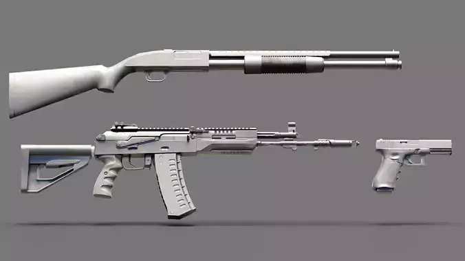 Modern Firearm Pack 3D Model Collection