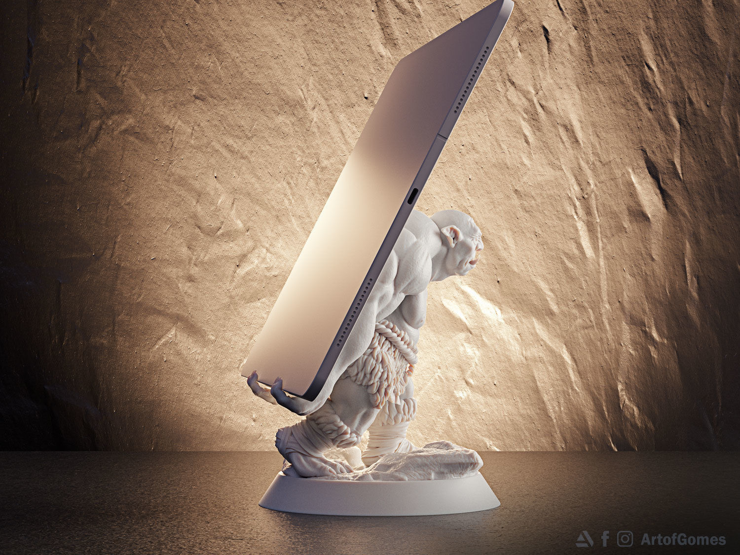 Troll Tablet Support Free STL Free 3D print model_6