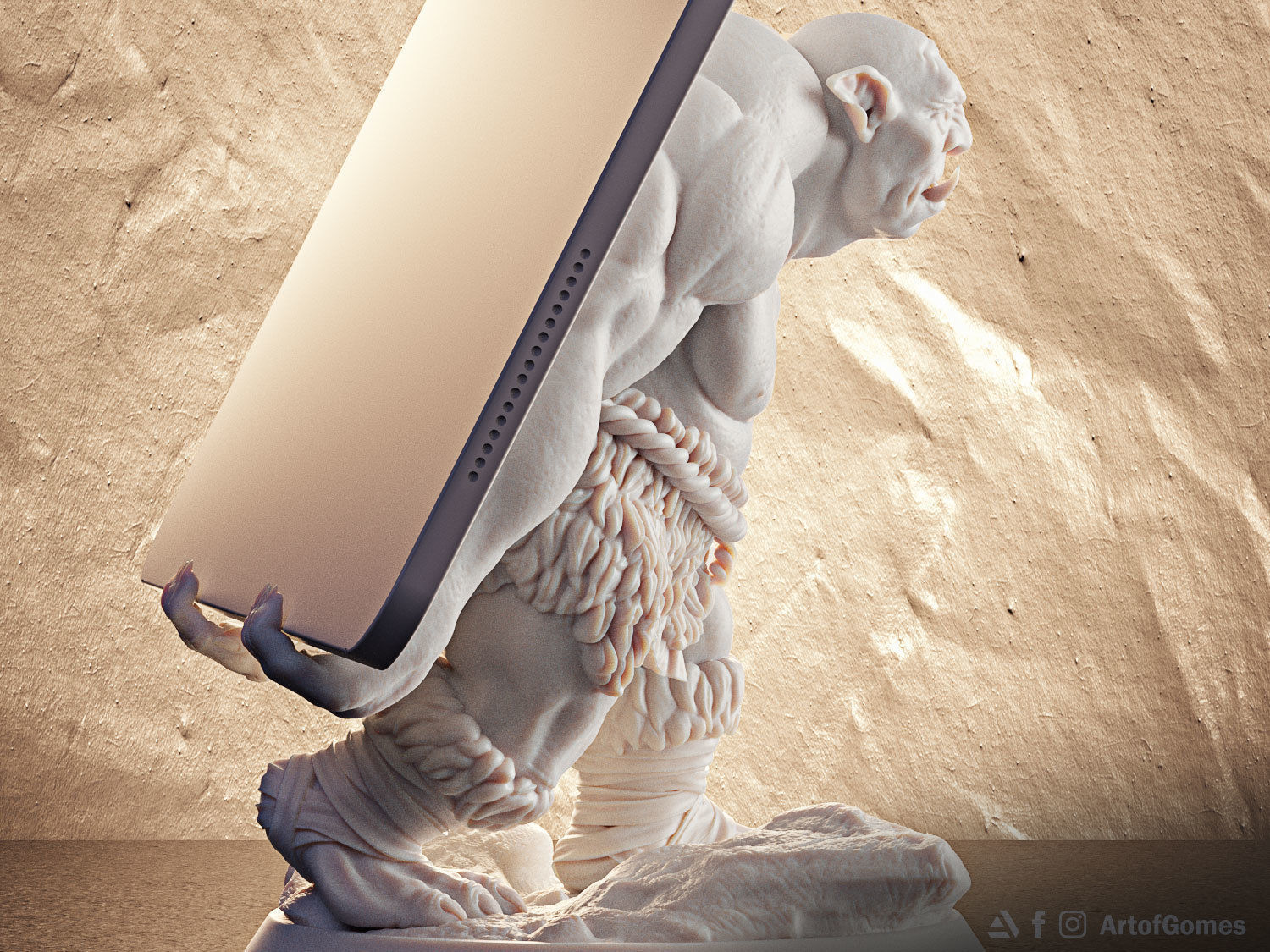 Troll Tablet Support Free STL Free 3D print model_2