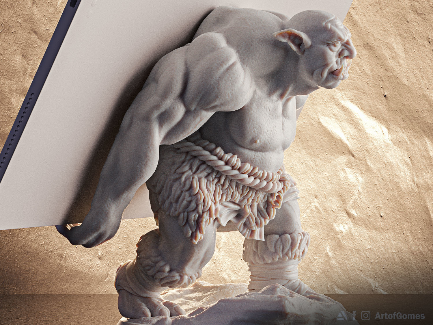 Troll Tablet Support Free STL Free 3D print model_1