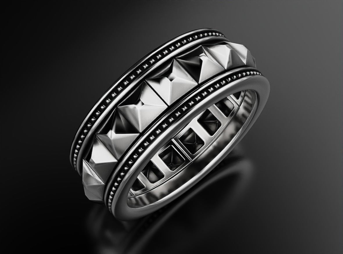 Stylish ring with spikes 641 3D print model_11