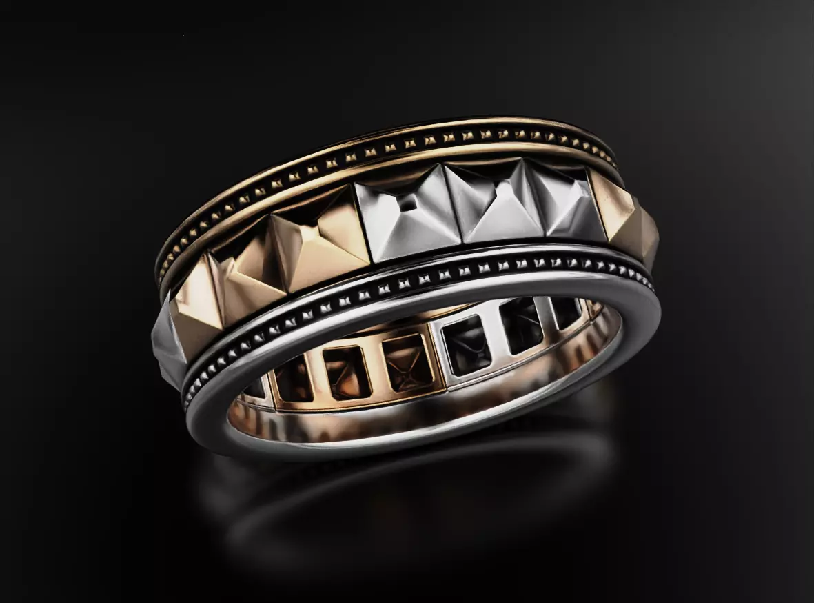 Stylish ring with spikes 641 3D print model_0
