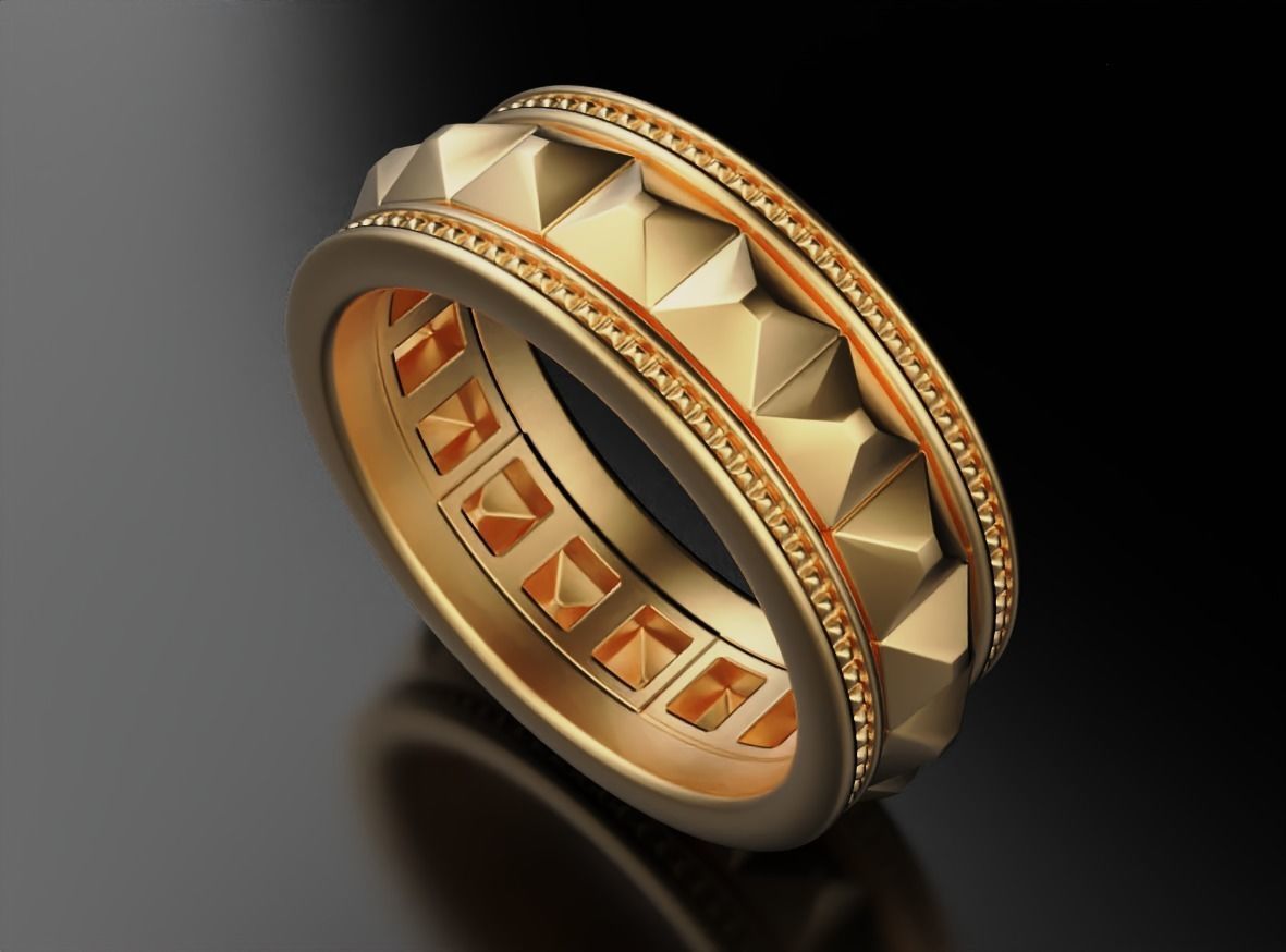 Stylish ring with spikes 641 3D print model_1