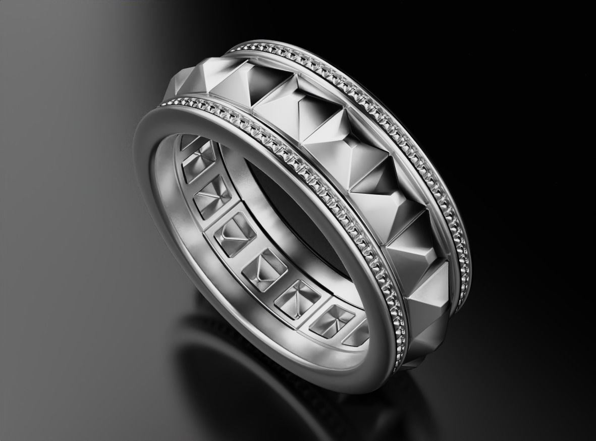 Stylish ring with spikes 641 3D print model_12
