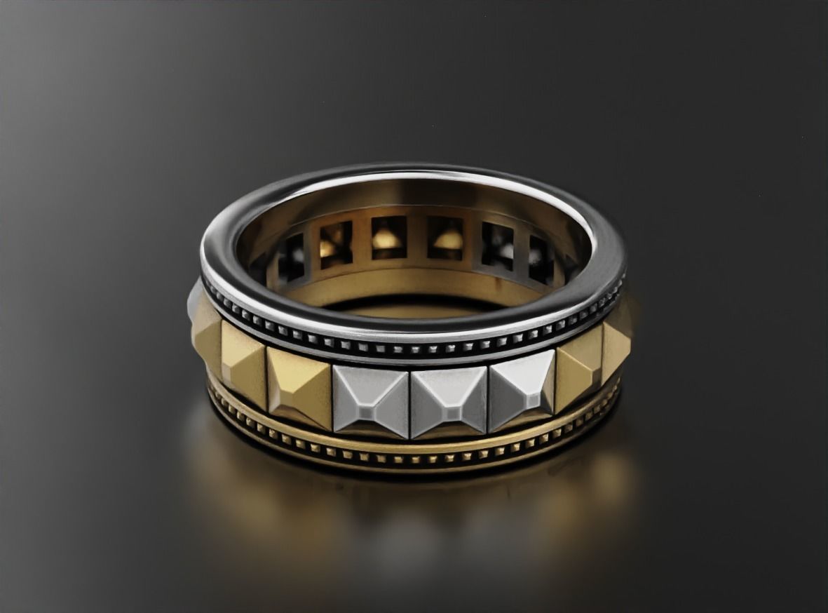 Stylish ring with spikes 641 3D print model_9