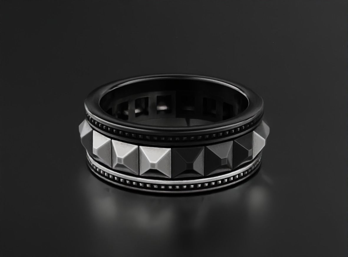 Stylish ring with spikes 641 3D print model_2