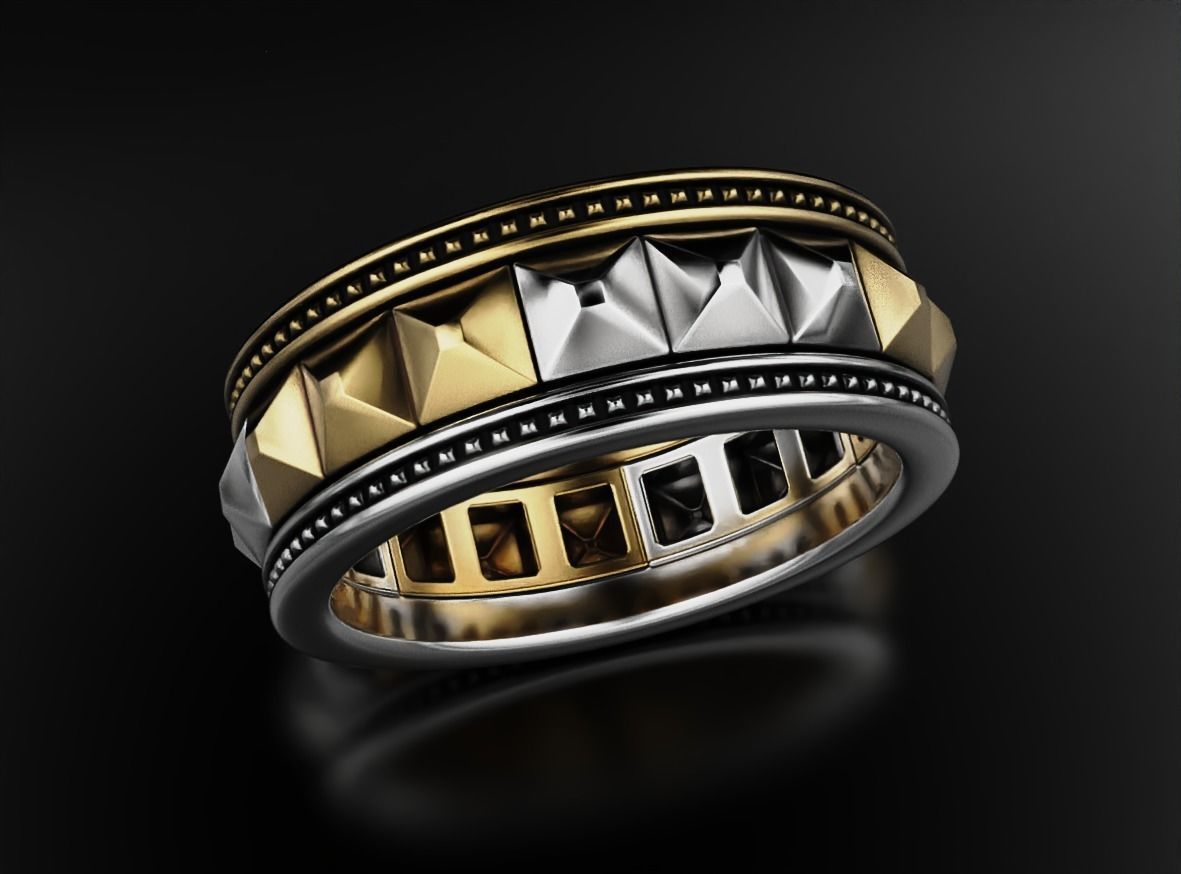 Stylish ring with spikes 641 3D print model_5