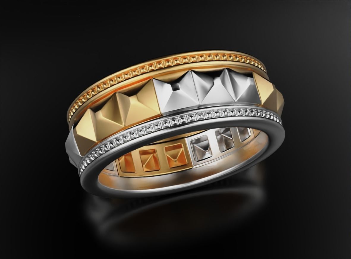 Stylish ring with spikes 641 3D print model_6