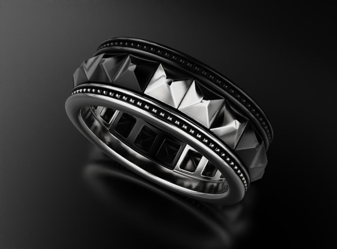 Stylish ring with spikes 641 3D print model_7