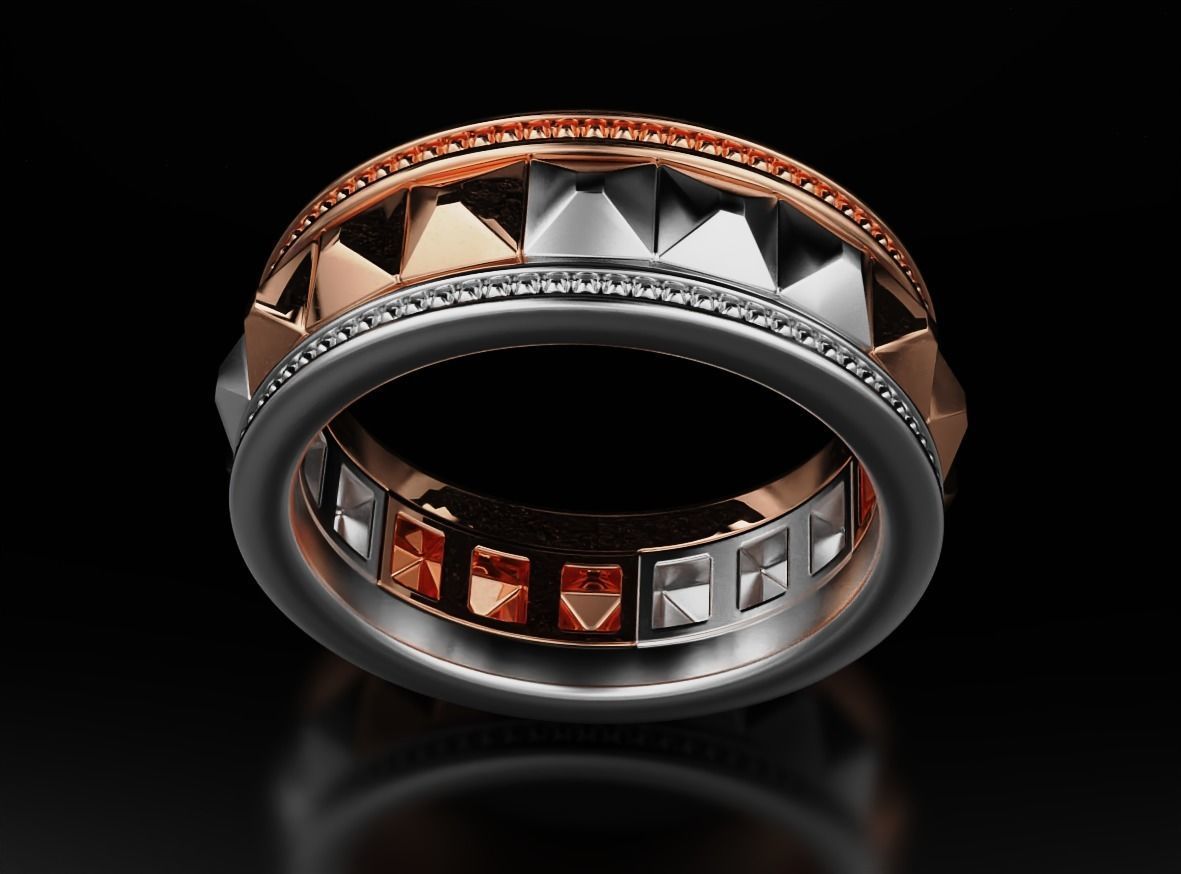 Stylish ring with spikes 641 3D print model_10