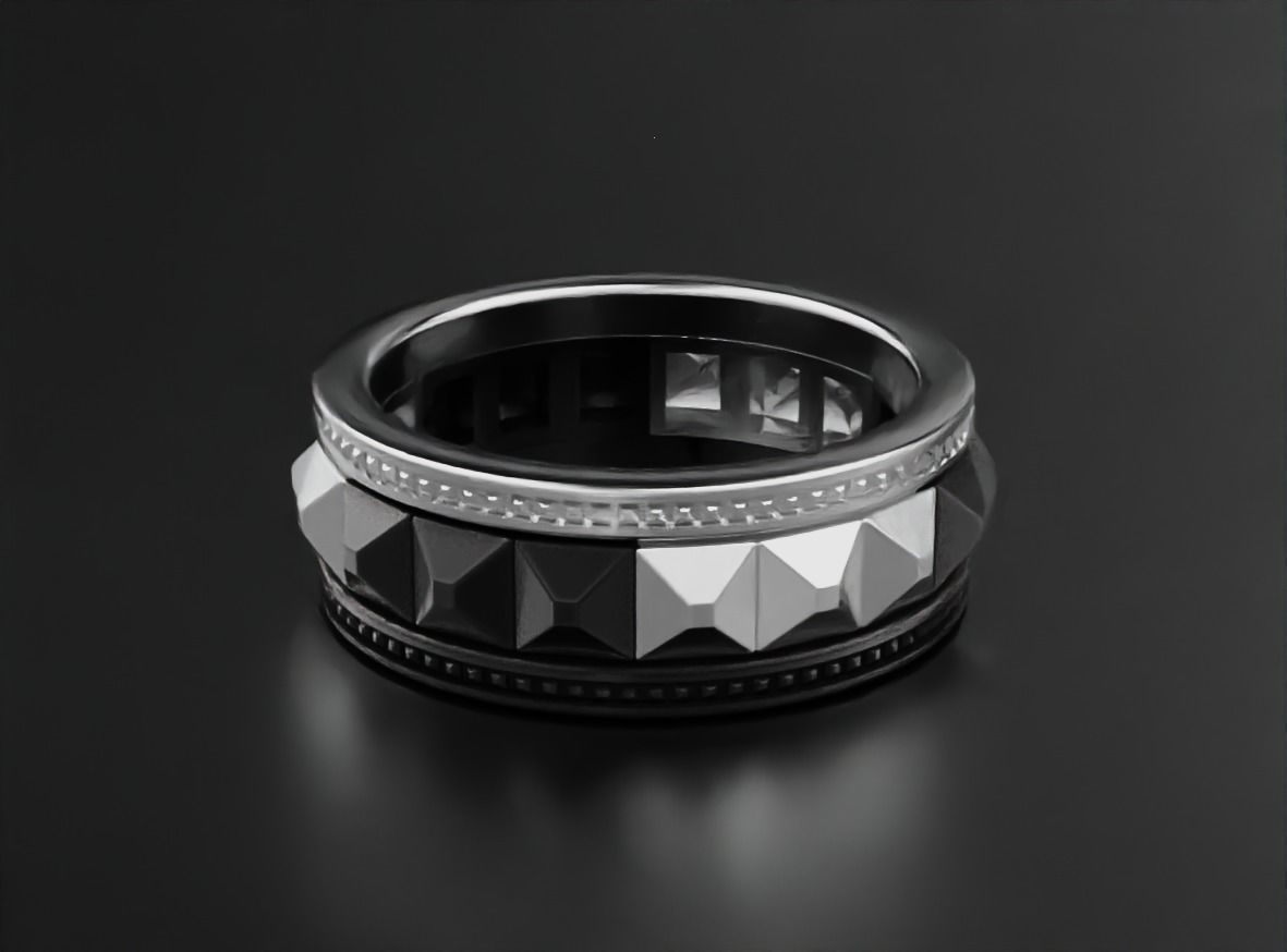 Stylish ring with spikes 641 3D print model_3