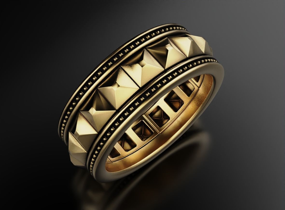 Stylish ring with spikes 641 3D print model_4