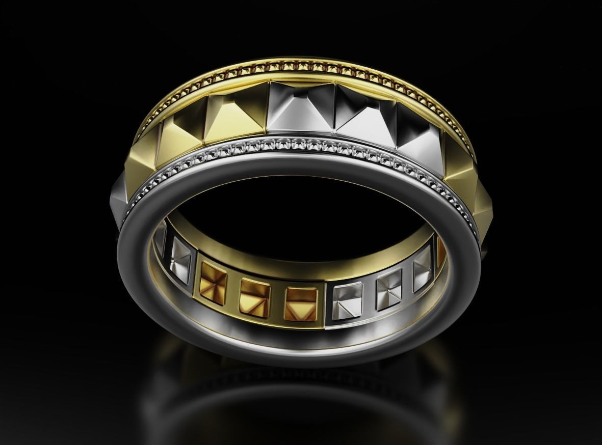 Stylish ring with spikes 641 3D print model_8