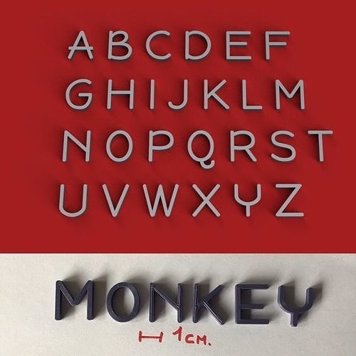 MONKEY uppercase and lowercase 3D Letters STL FILE 3D print model