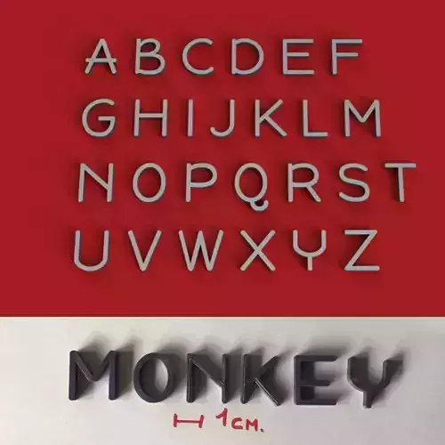 MONKEY uppercase and lowercase 3D Letters STL FILE 3D print model