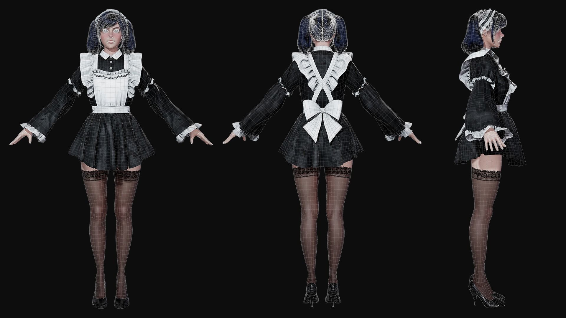 Maid - Game Ready Low-poly 3D model_4