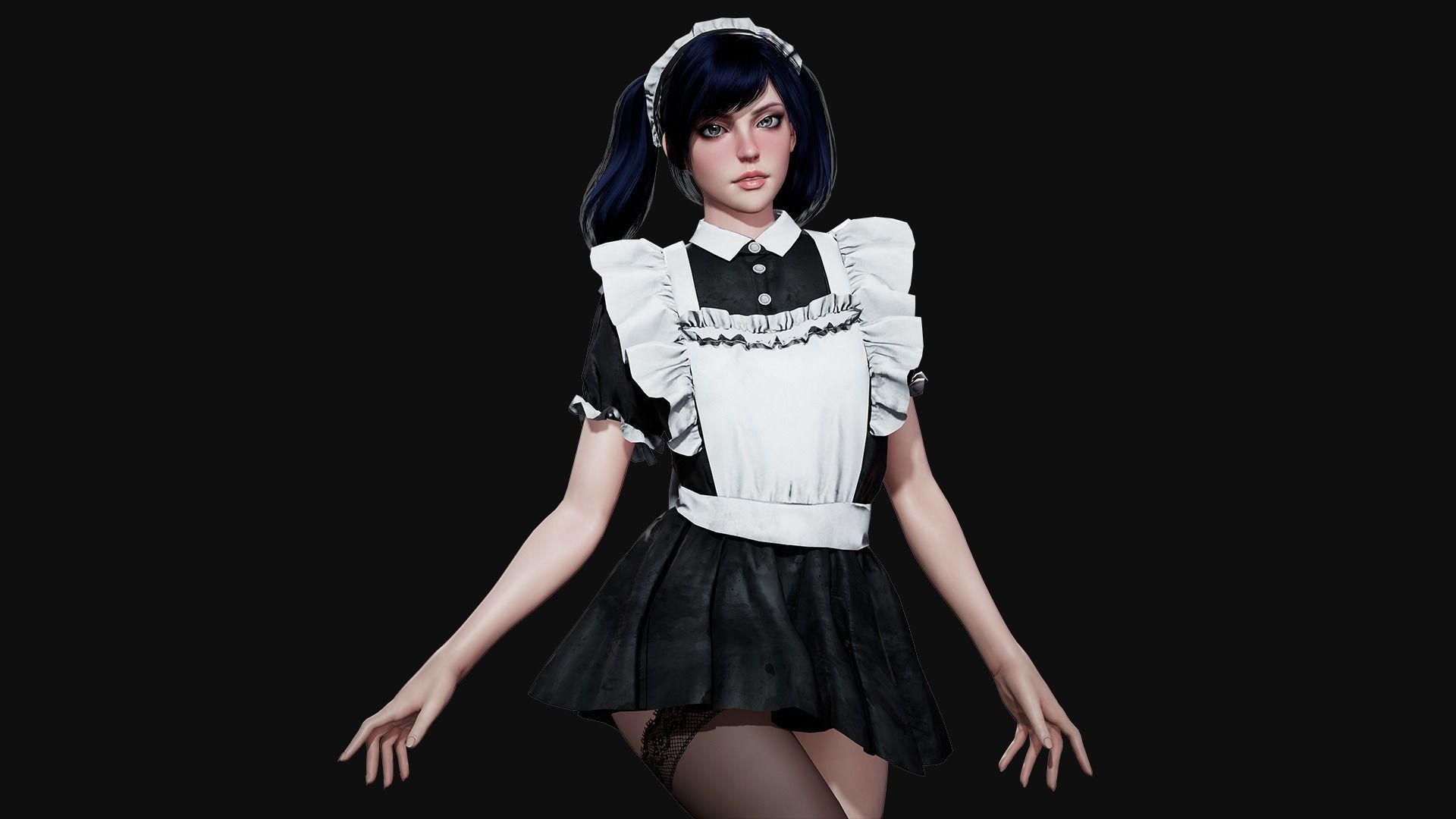 Maid - Game Ready Low-poly 3D model_17