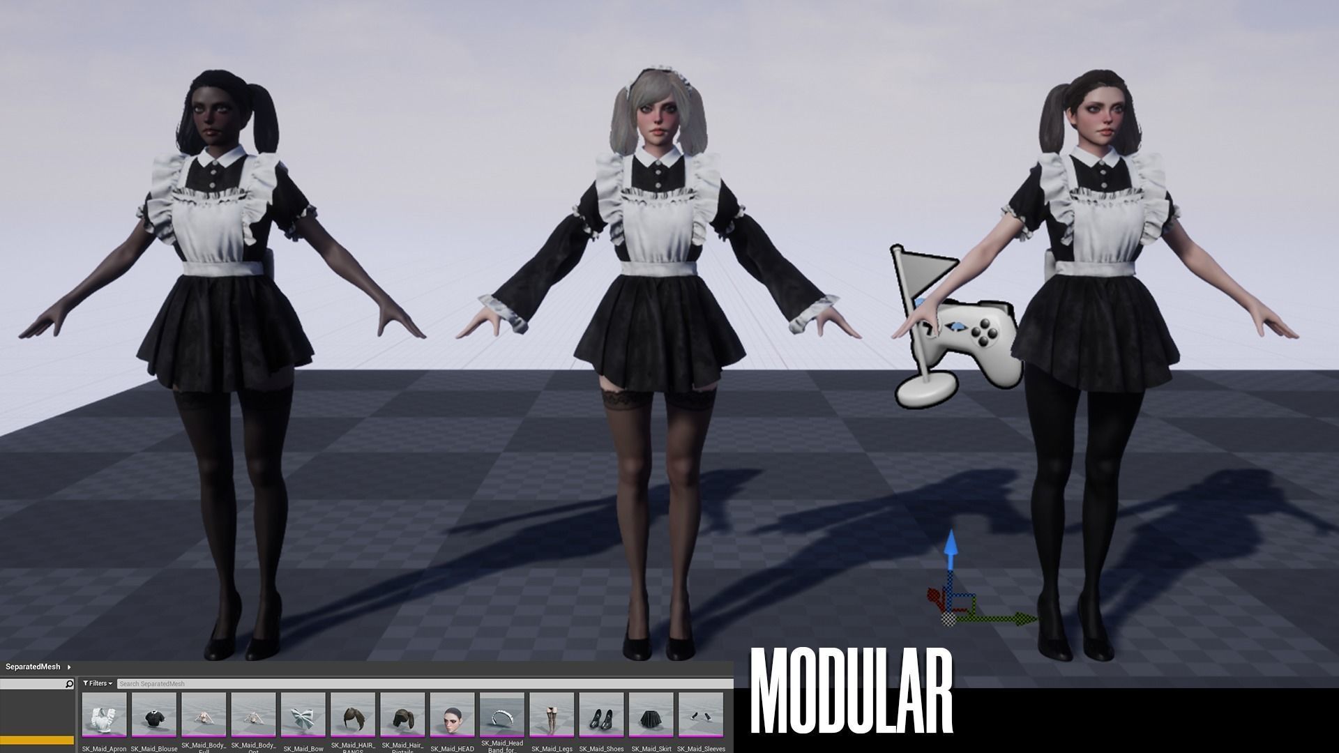 Maid - Game Ready Low-poly 3D model_10