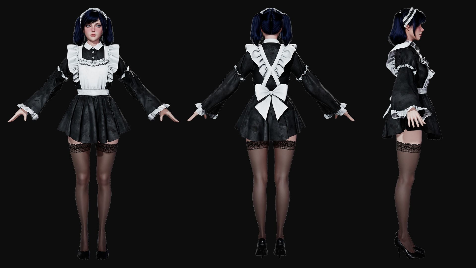 Maid - Game Ready Low-poly 3D model_3