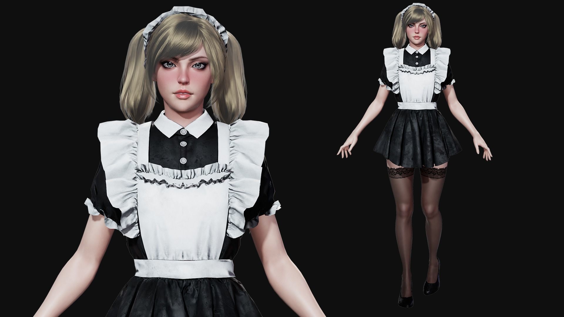 Maid - Game Ready Low-poly 3D model_13