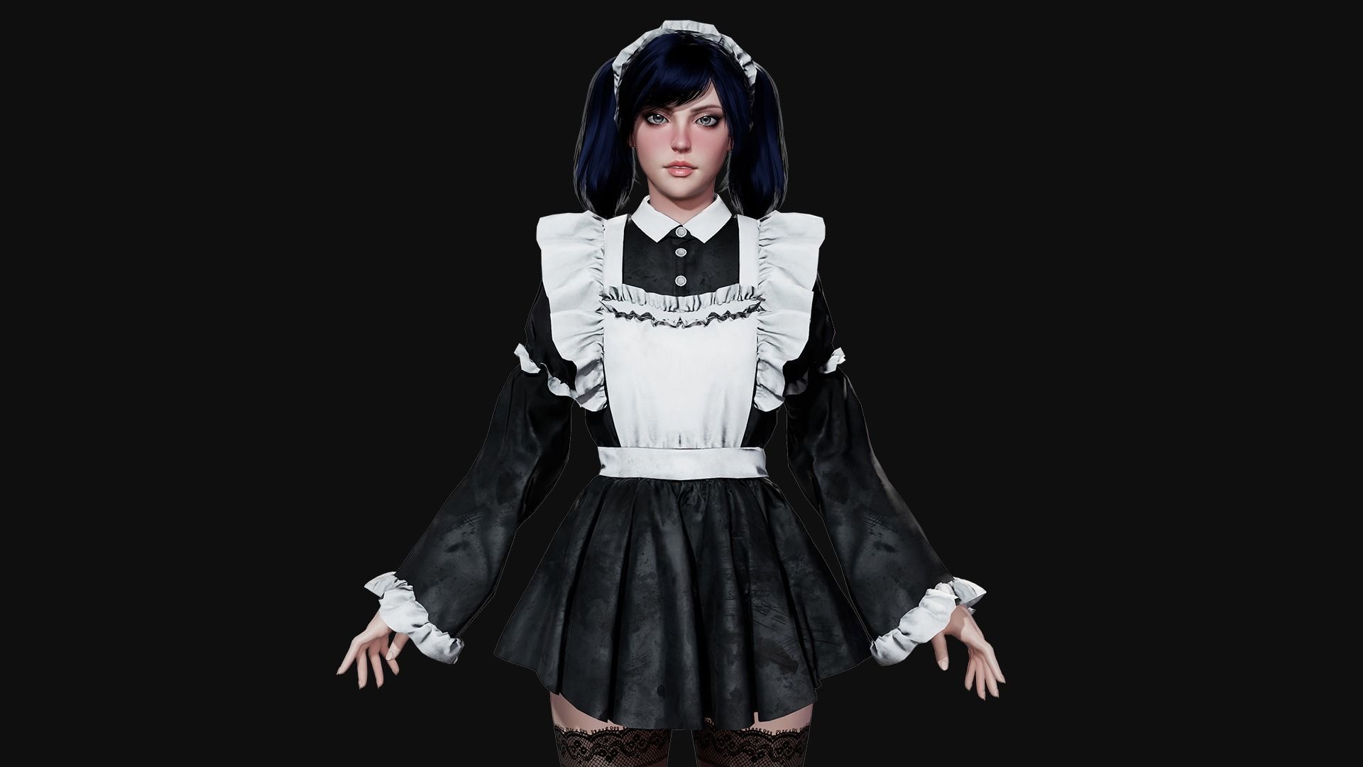 Maid - Game Ready Low-poly 3D model_15