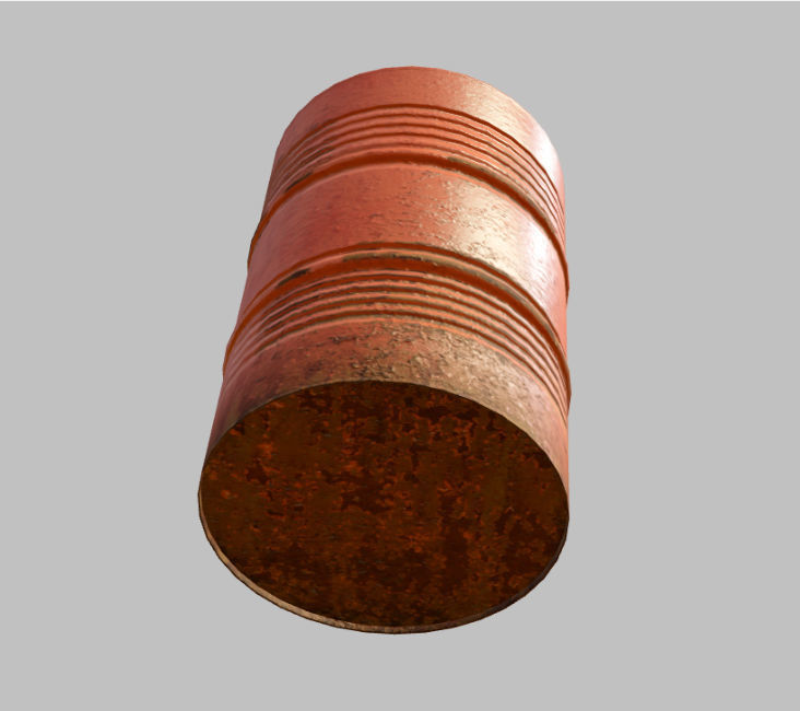 rusty metal barrel red Low-poly 3D model_2