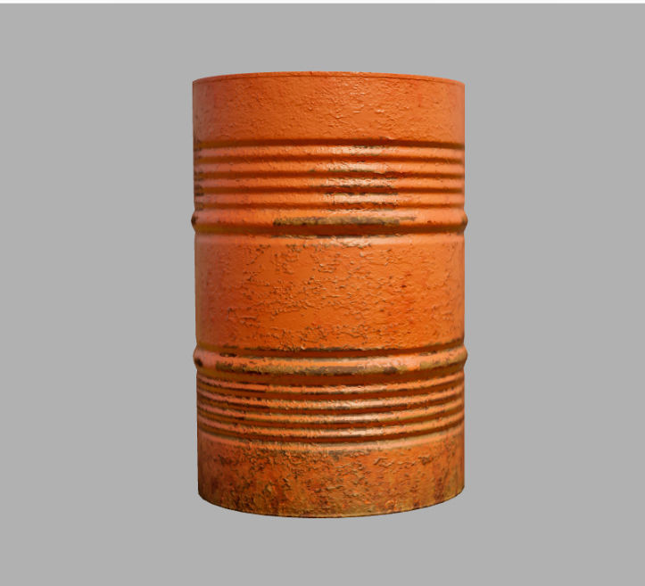 rusty metal barrel red Low-poly 3D model_1