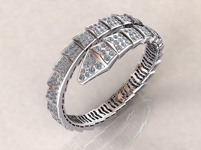 Viper Snake Bracelet Full Pave 3D print model
