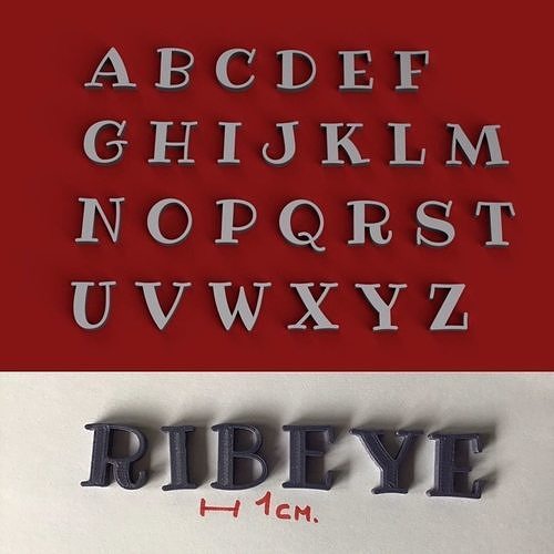 RIBEYE uppercase and lowercase 3D Letters STL FILE 3D print model