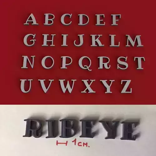 RIBEYE uppercase and lowercase 3D Letters STL FILE 3D print model