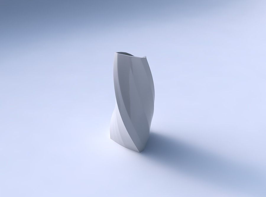 Vase twist puffy tipped triangle with bands uniform vertical 3D print model_3
