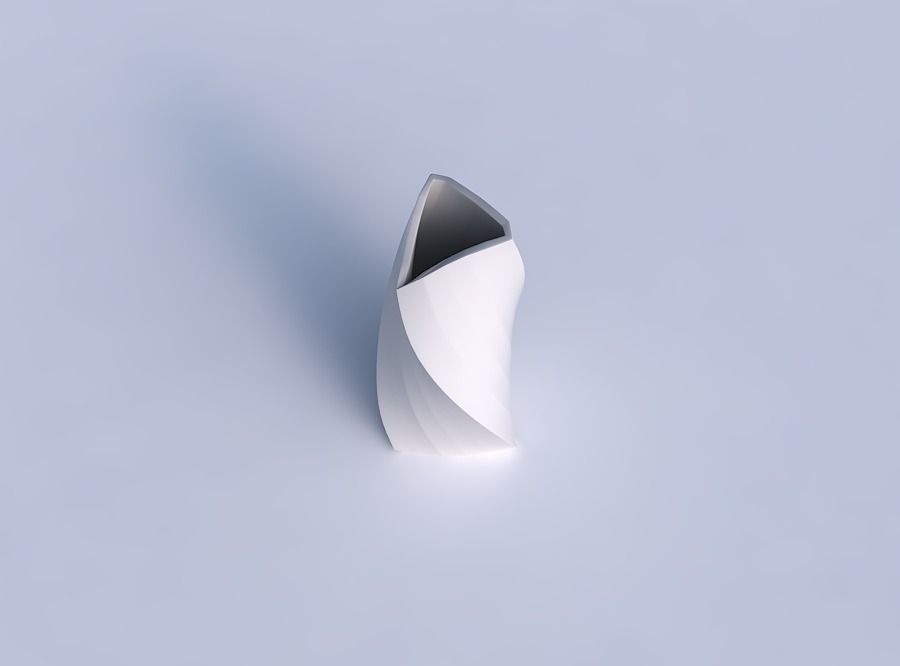 Vase twist puffy tipped triangle with bands uniform vertical 3D print model_1