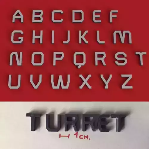 TURRET uppercase and lowercase 3D Letters STL FILE