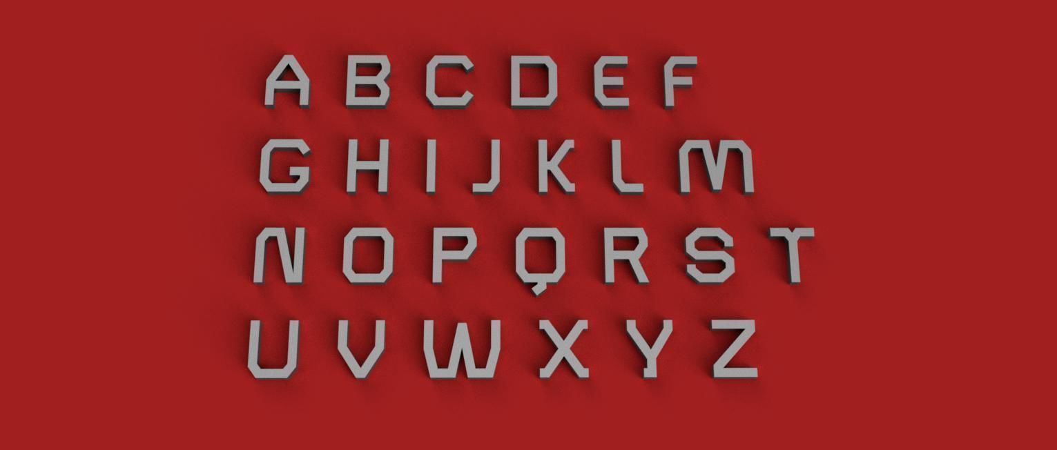 TURRET uppercase and lowercase 3D Letters STL FILE 3D print model_8