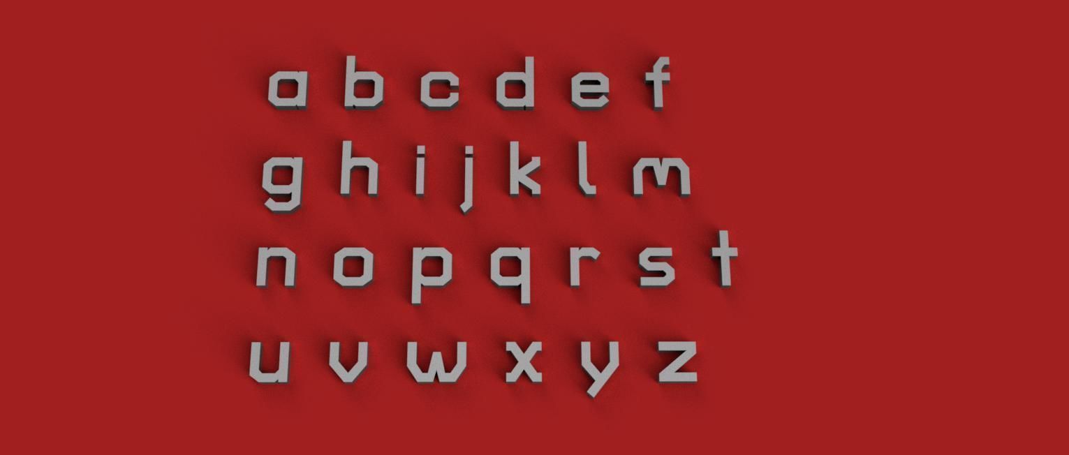 TURRET uppercase and lowercase 3D Letters STL FILE 3D print model_9