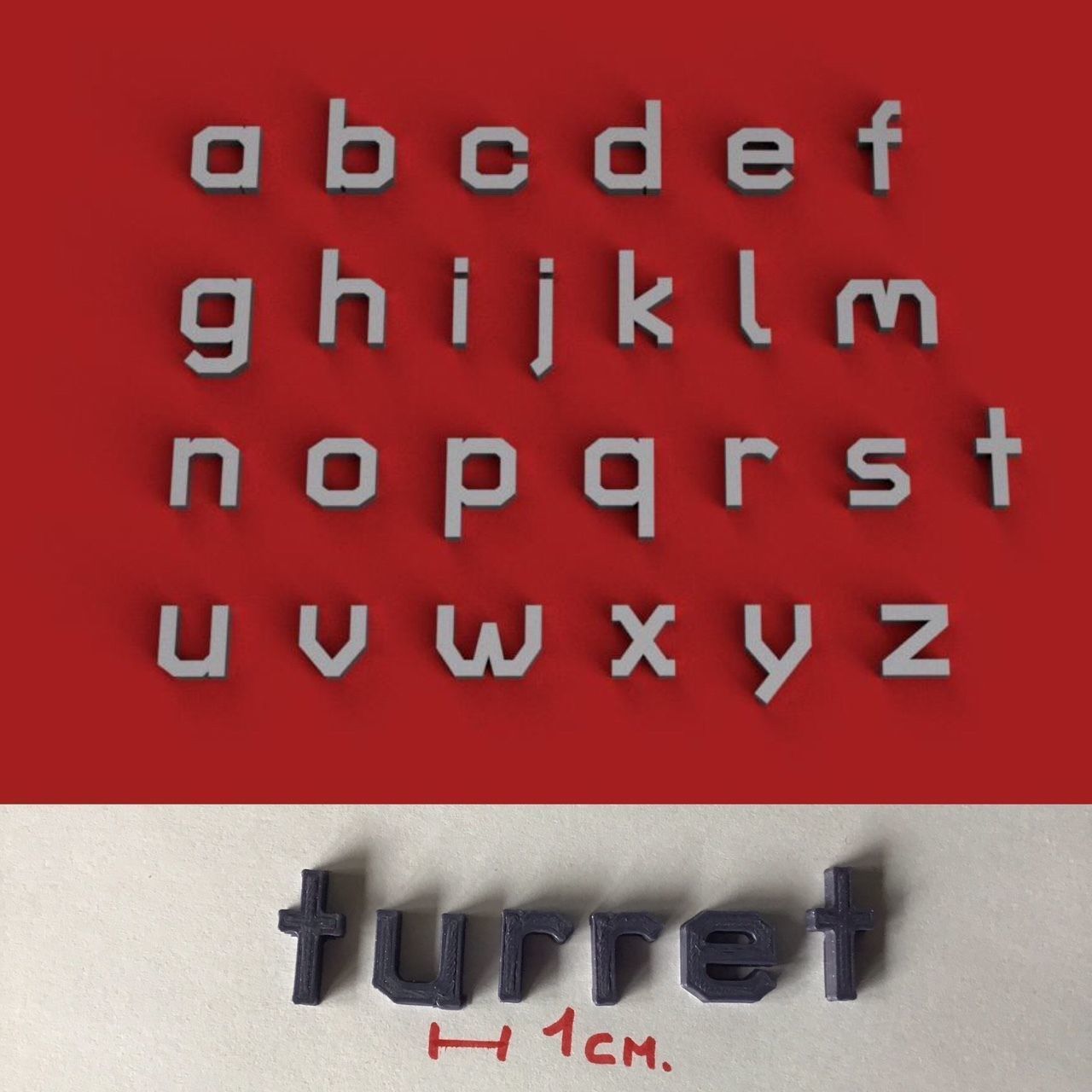 TURRET uppercase and lowercase 3D Letters STL FILE 3D print model_1