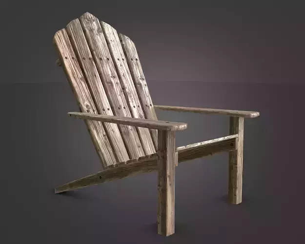 Armchair of the old wooden planks for garden PBR Low-poly 3D model