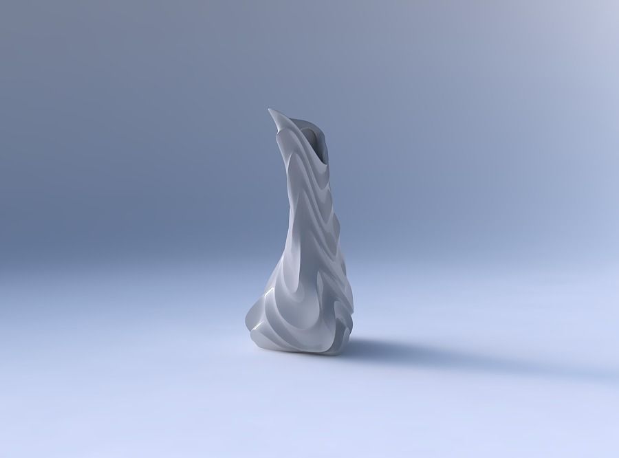 Vase twist puffy tappered triangle with curved horizontal wav... 3D print model_4