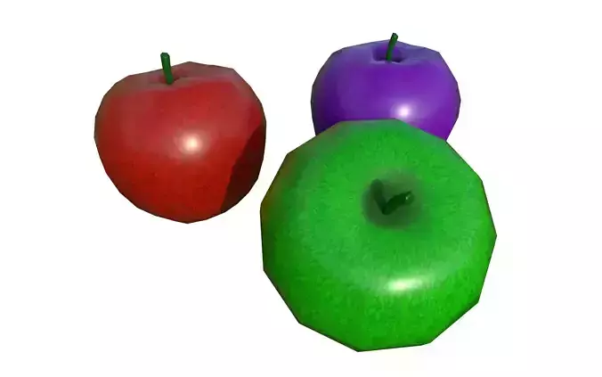 Apple three apples Low-poly 3D model