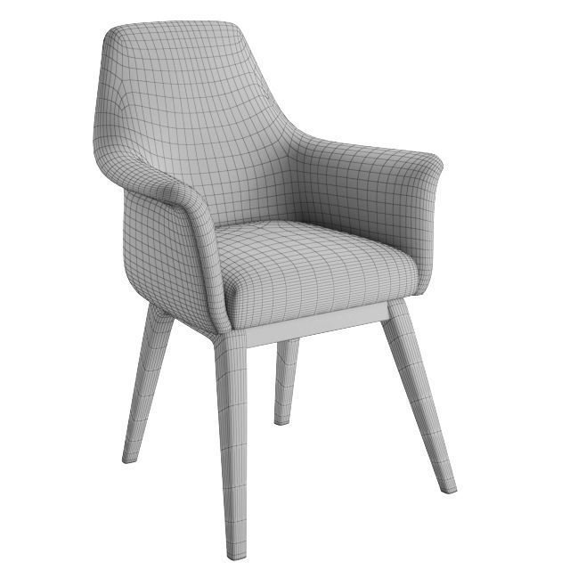 Viva wood Armchair 3D model_2