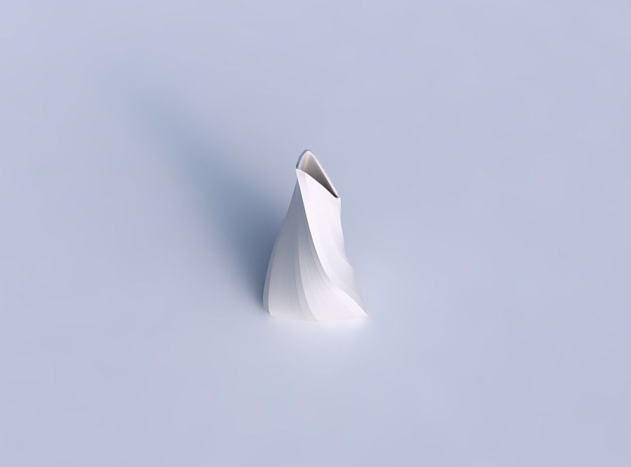 Vase twist grounded tipping triangle with fine bands uniform ... 3D print model_1