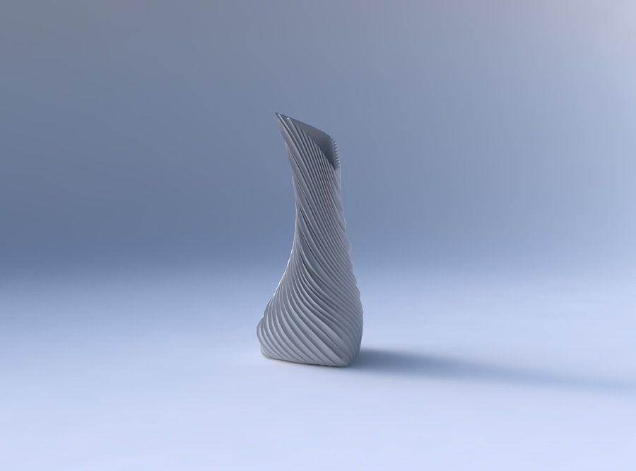 Vase twist puffy tappered triangle with bent extruded lines 2 3D print model_4