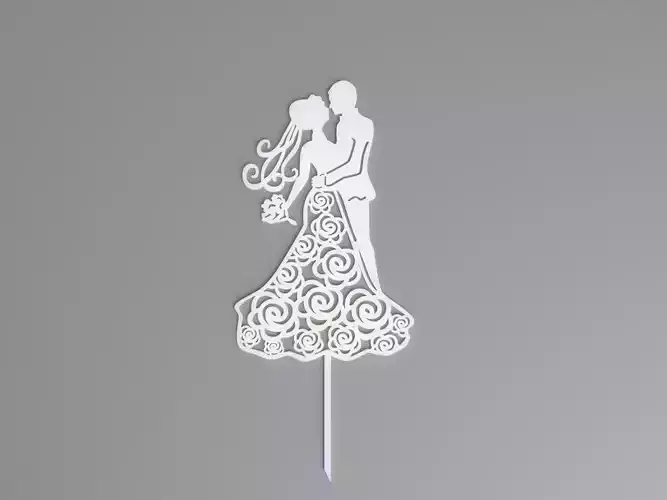 Wedding Couple Cake Topper 3D print model