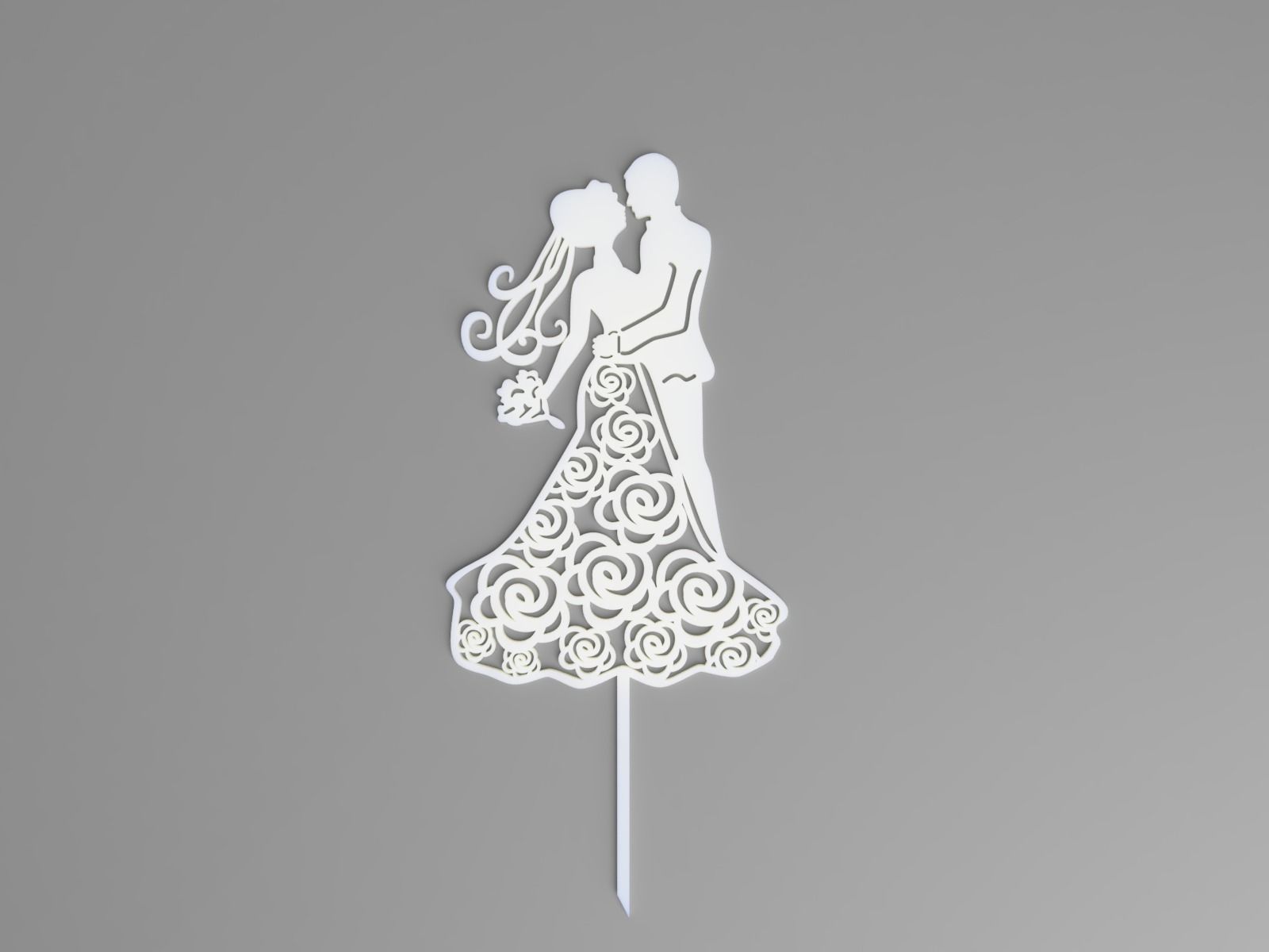 Wedding Couple Cake Topper 3D model 3D printable CGTrader