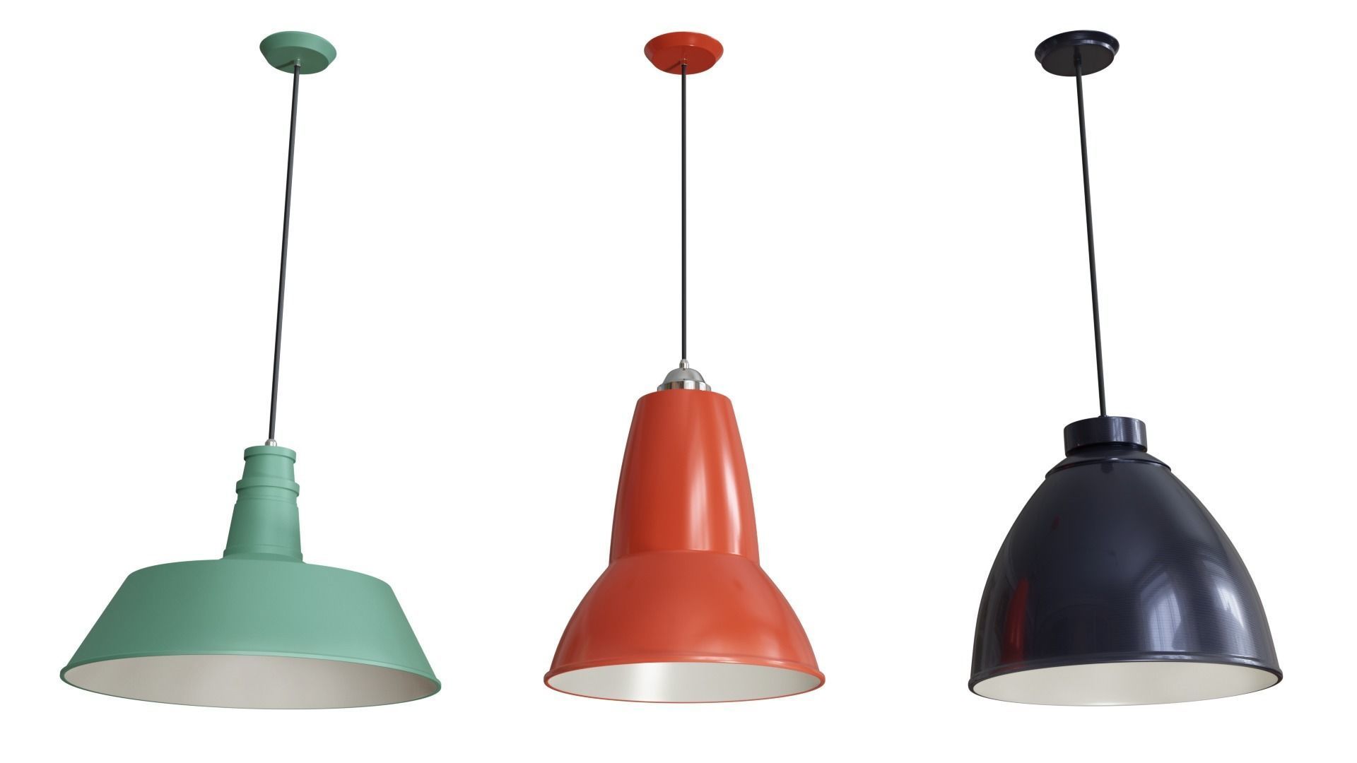 3 Retro Ceiling Lamps 3D Model Pack - Collection 3D model_2