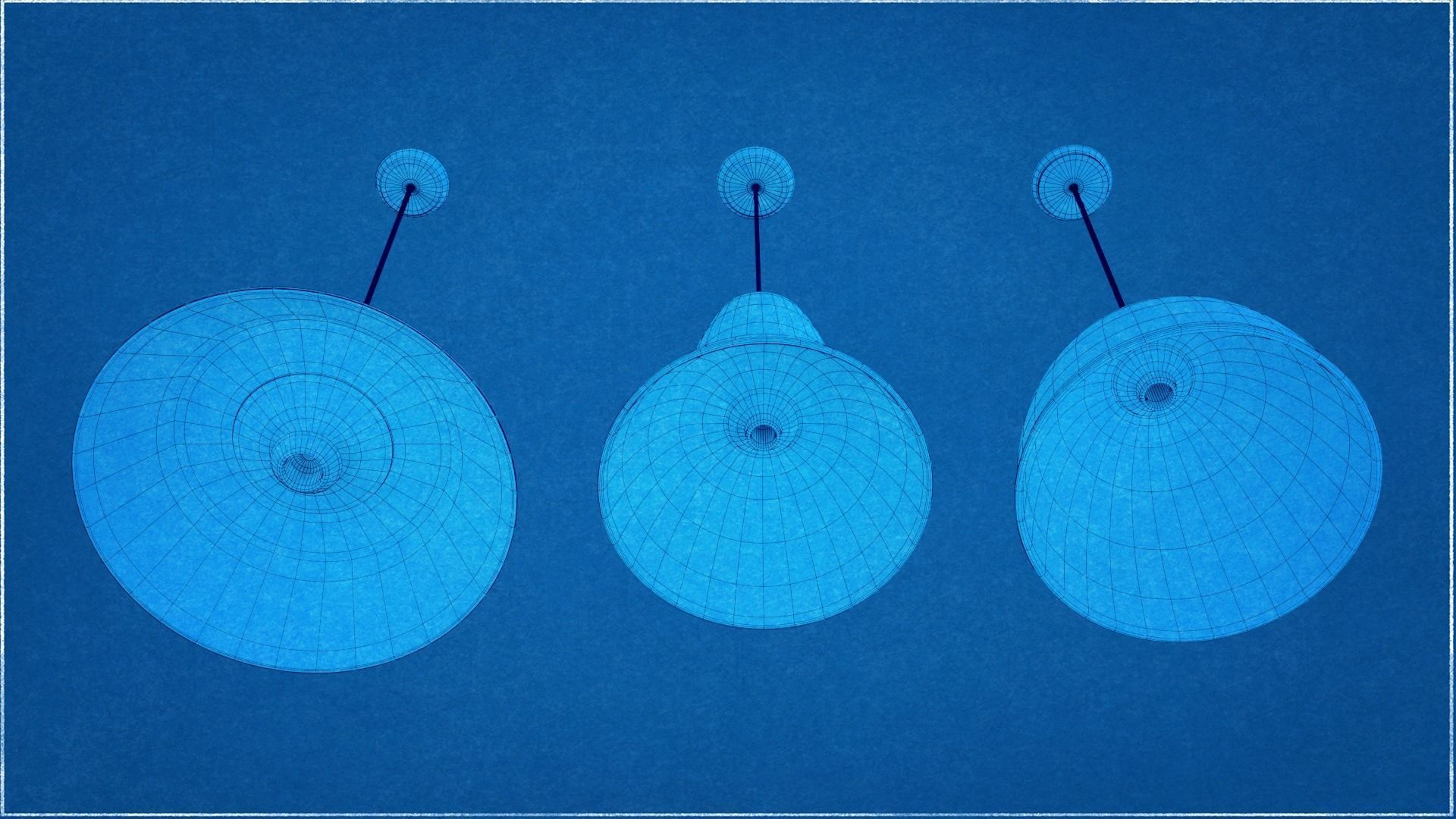 3 Retro Ceiling Lamps 3D Model Pack - Collection 3D model_8
