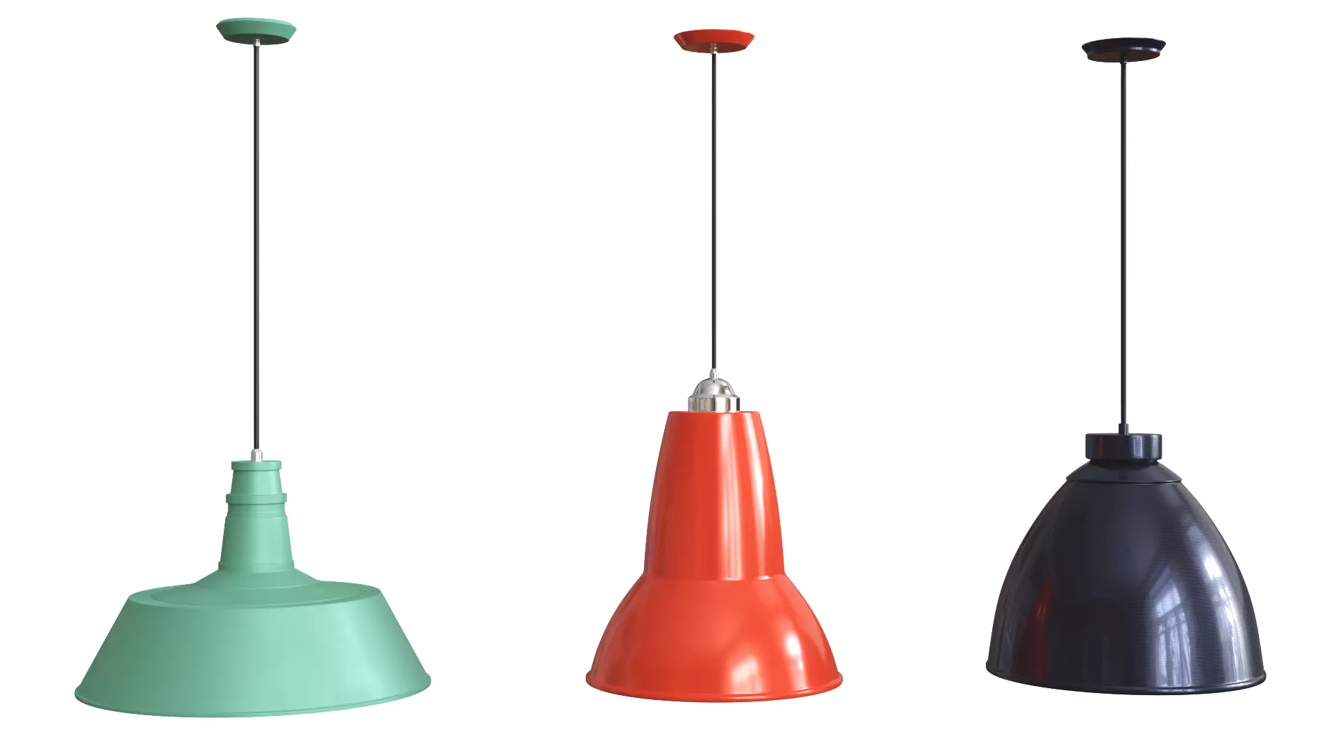 3 Retro Ceiling Lamps 3D Model Pack - Collection 3D model_0