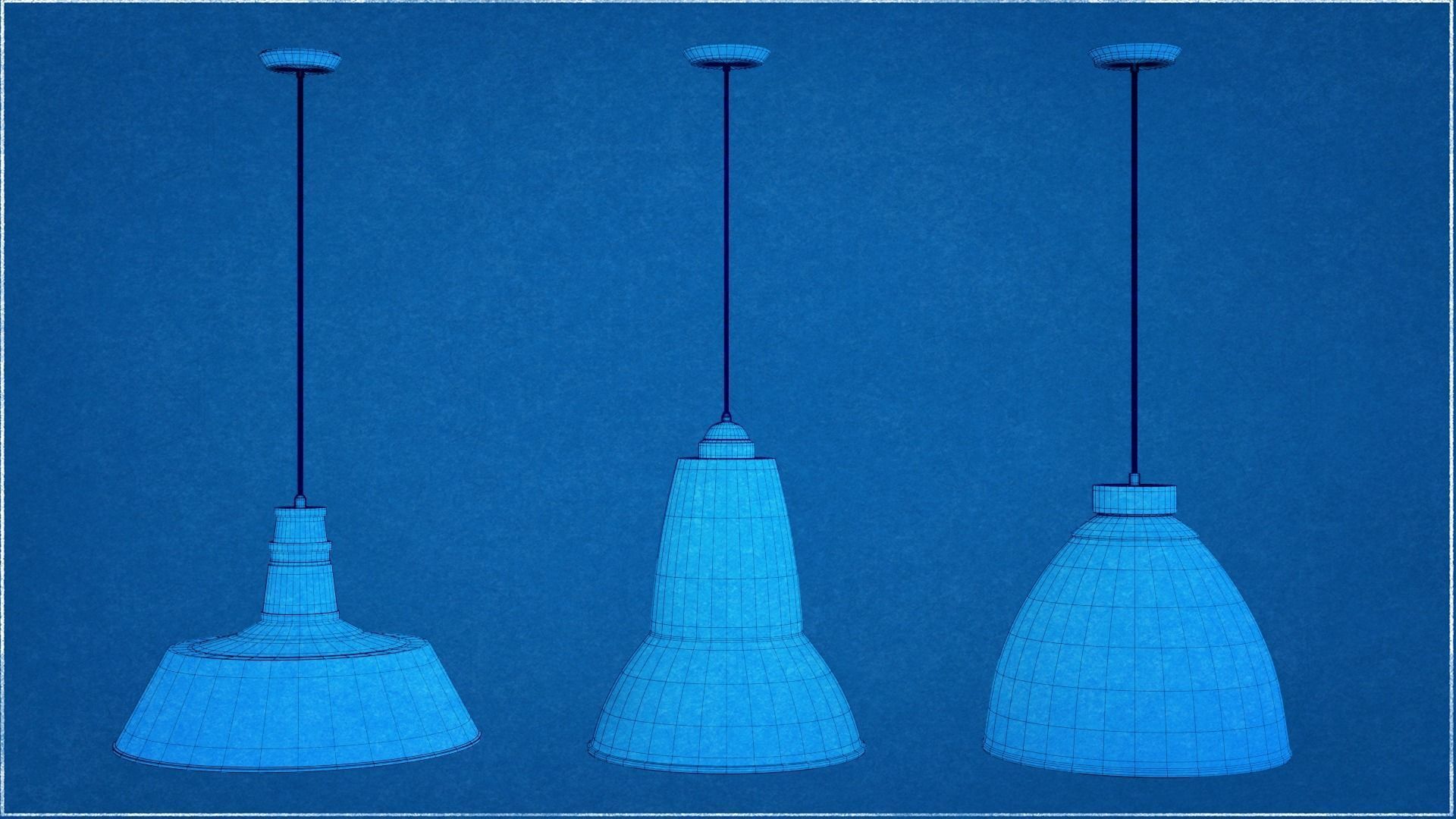 3 Retro Ceiling Lamps 3D Model Pack - Collection 3D model_7
