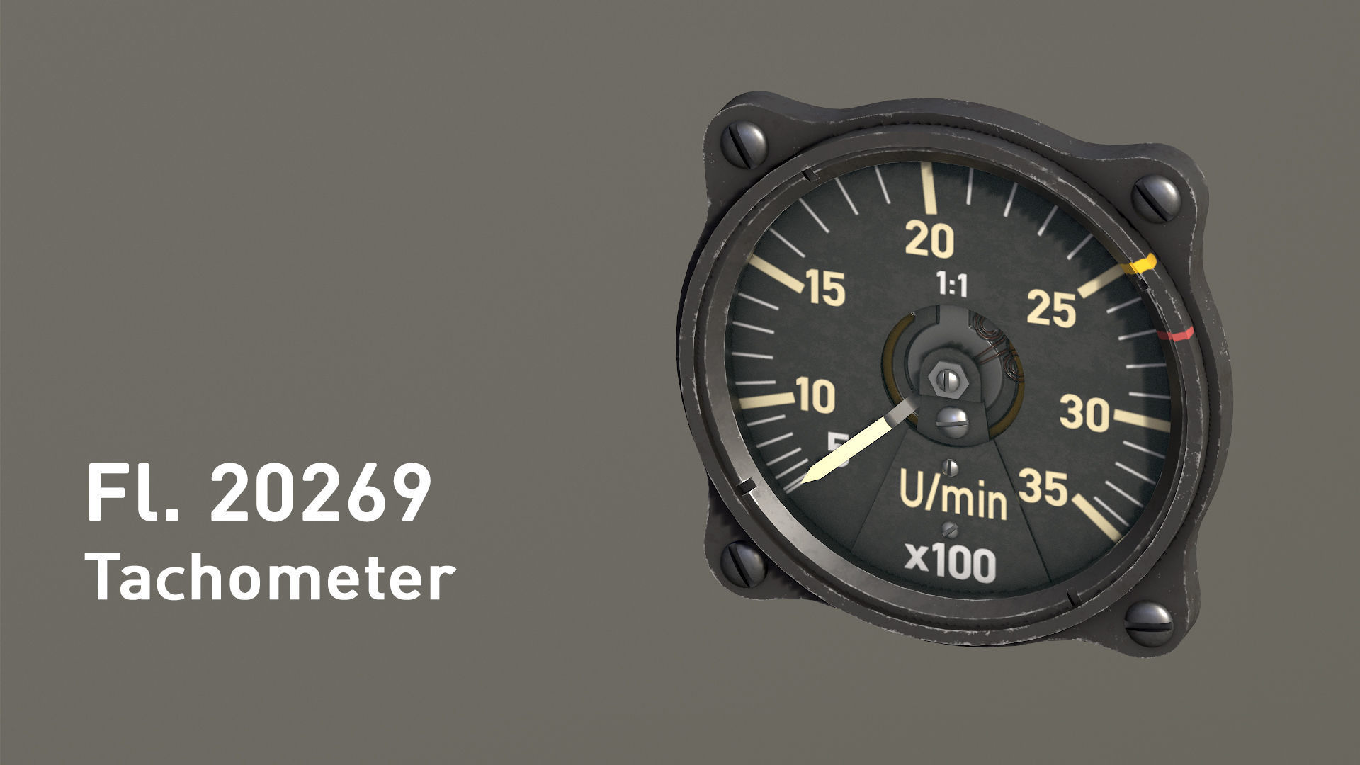 WWII German aircraft instruments Low-poly 3D model_1