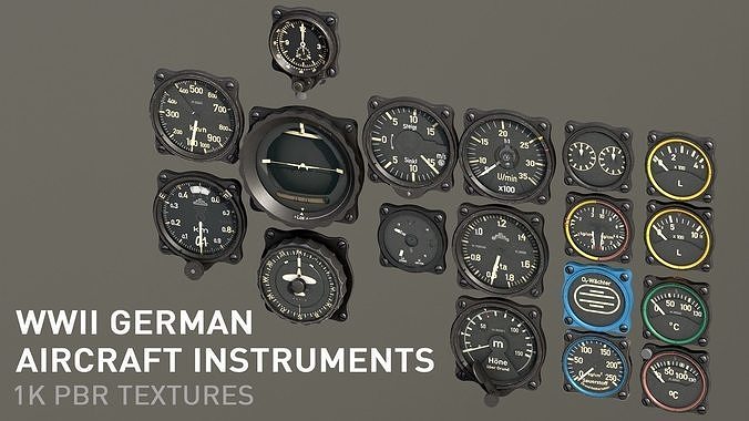 WWII German aircraft instruments Low-poly 3D model